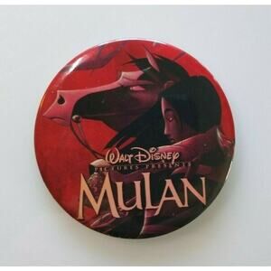 Disney Mulan 3" Large Button Badge Vintage Original Movie Promo 1998 Official